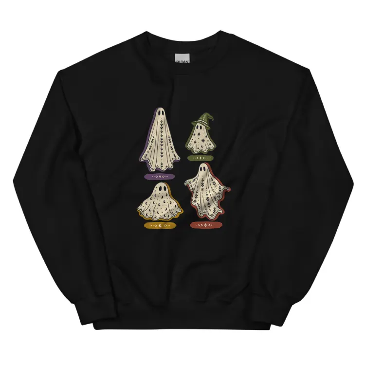 The A Field Guide to Common Ghosts Crewneck in Black.