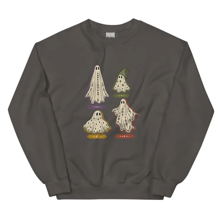 The A Field Guide to Common Ghosts Crewneck in Charcoal.