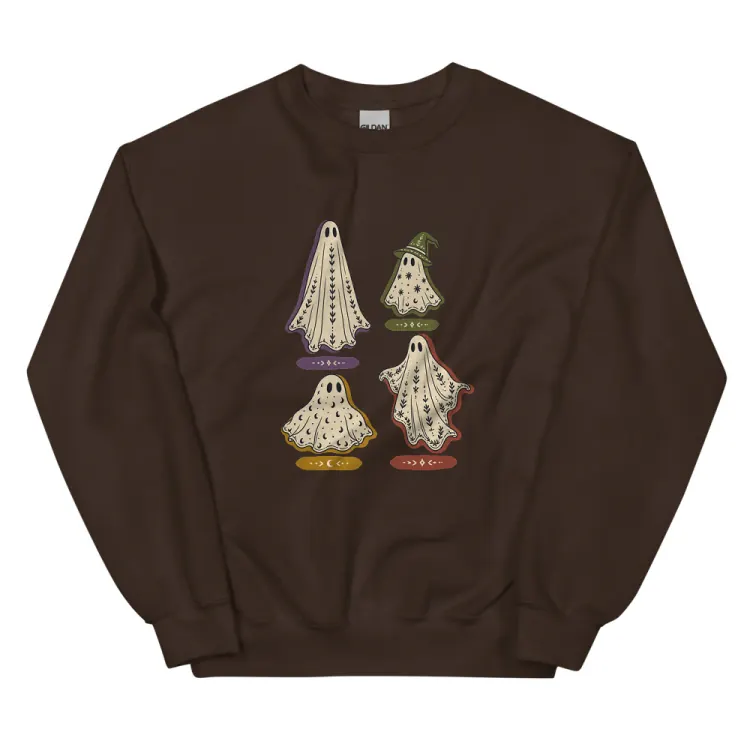 The A Field Guide to Common Ghosts Crewneck in Dark Chocolate.