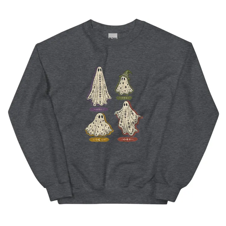 The A Field Guide to Common Ghosts Crewneck in Dark Heather.