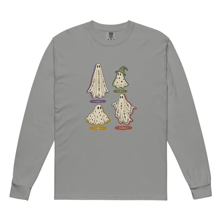The A Field Guide to Common Ghosts Long Sleeve in Grey.