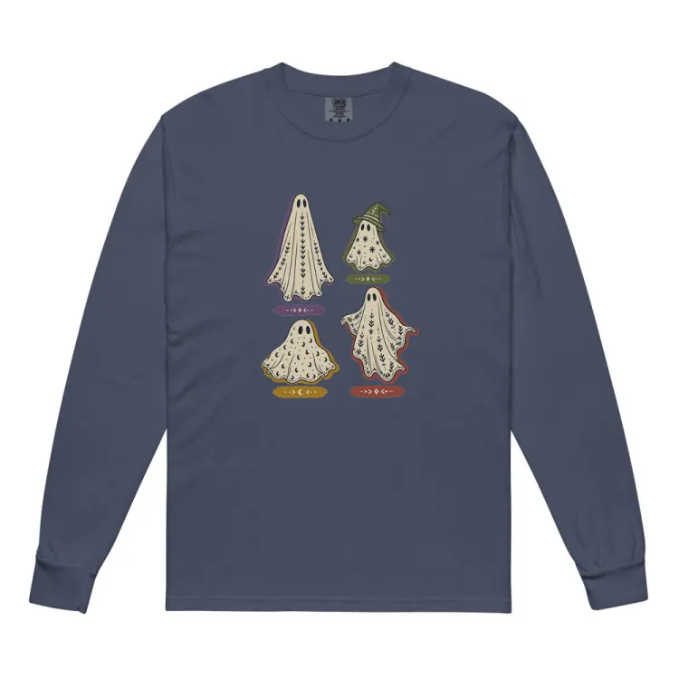 The A Field Guide to Common Ghosts Long Sleeve in Navy.