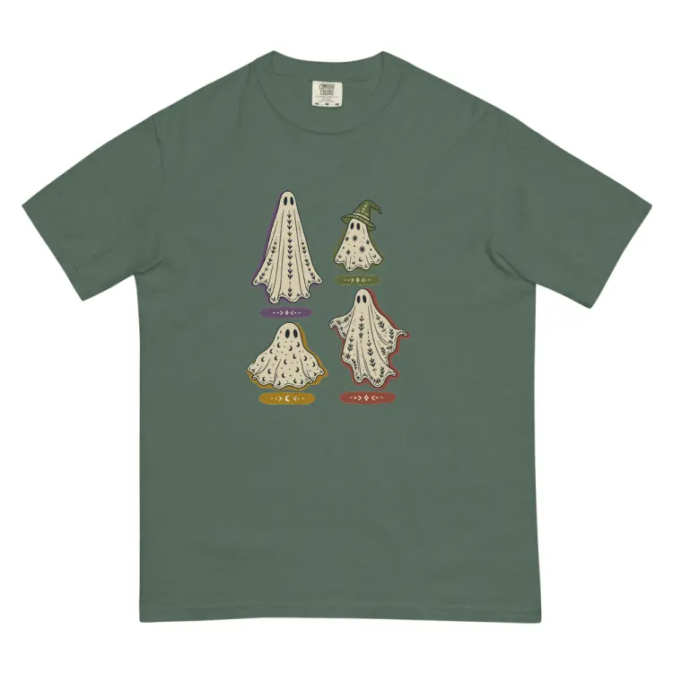 The A Field Guide to Common Ghosts Tee in Blue Spruce.