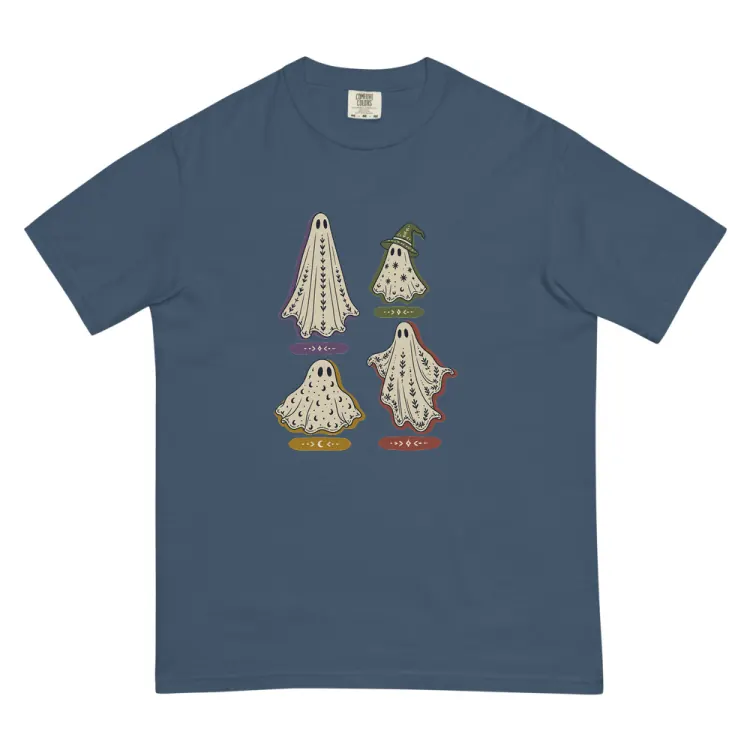 The A Field Guide to Common Ghosts Tee in Midnight.