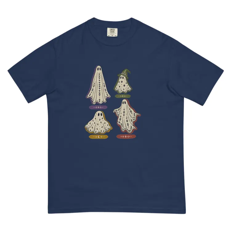 The A Field Guide to Common Ghosts Tee in True Navy.