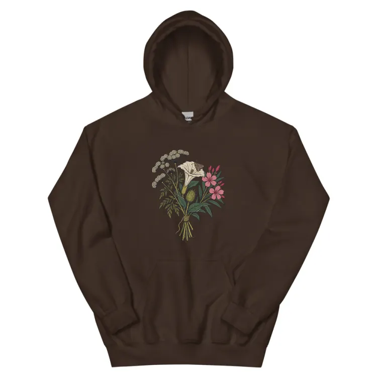 The The Poison Garden Hoodie in Dark Chocolate.