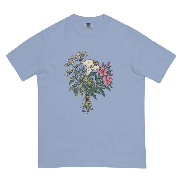 The The Poison Garden Tee in Washed Denim.