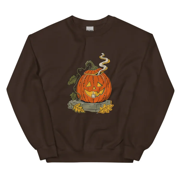 The The Last Pumpkin Crewneck in Dark Chocolate.