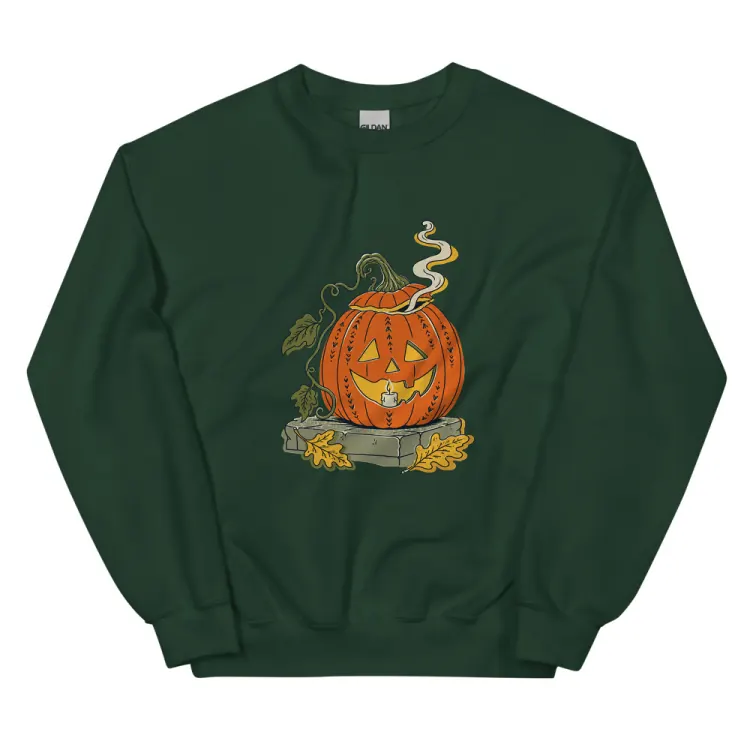 The The Last Pumpkin Crewneck in Forest Green.