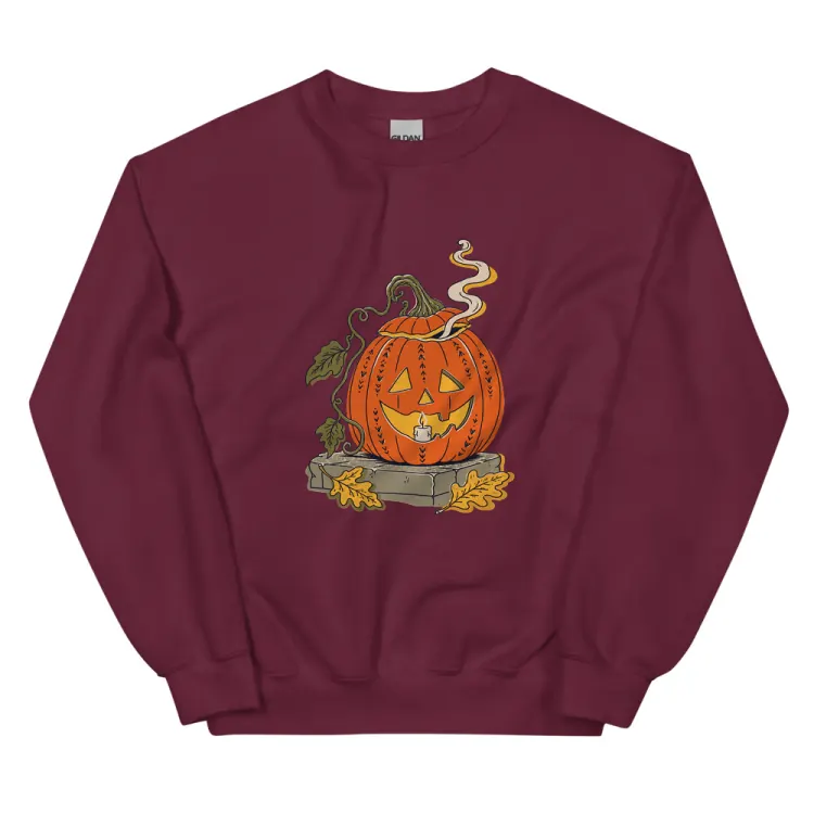 The The Last Pumpkin Crewneck in Maroon.