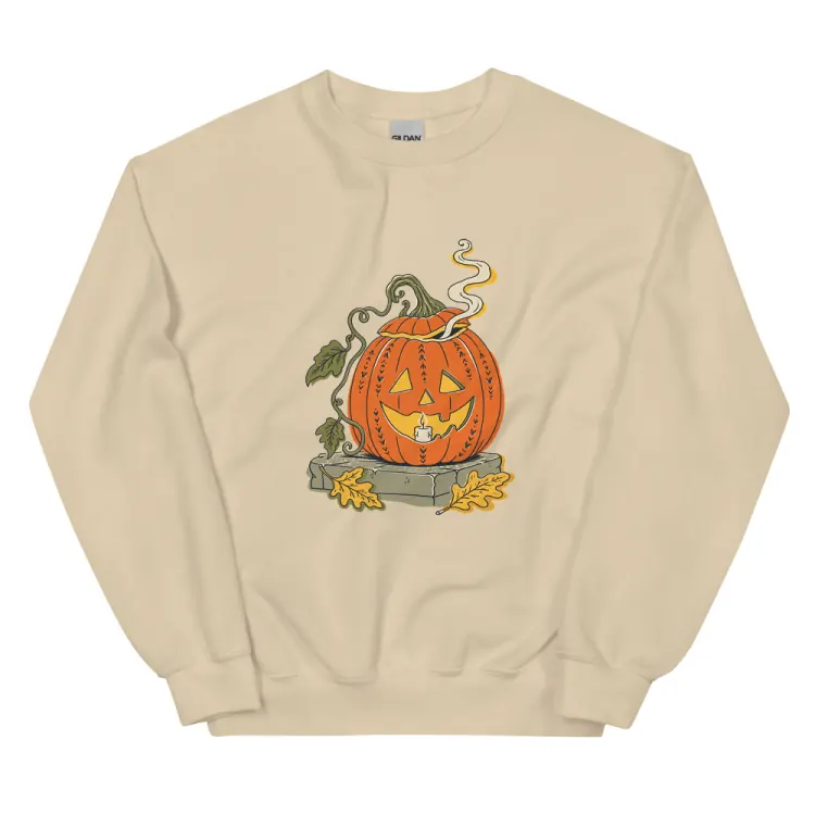 The The Last Pumpkin Crewneck in Sand.
