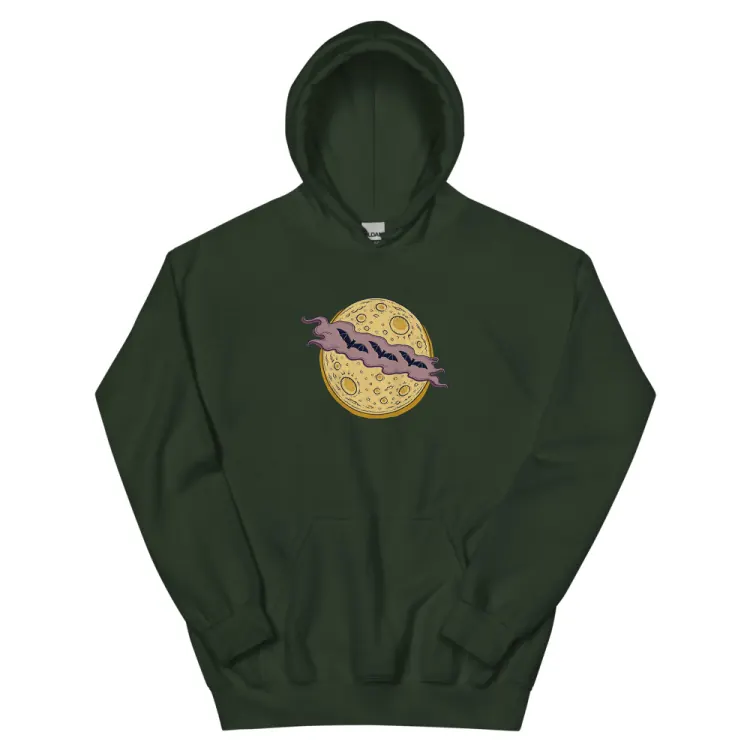The Cloud Over the Moon Hoodie in Forest Green.