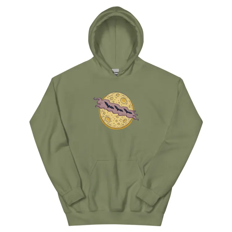 The Cloud Over the Moon Hoodie in Military Green.