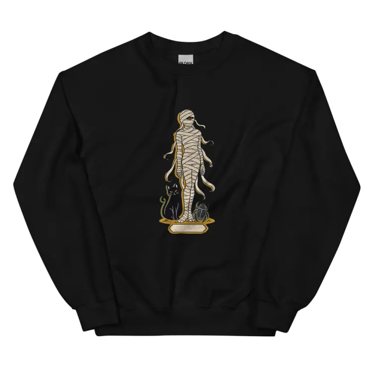 The A Field Guide to Mummies Crewneck in Black.