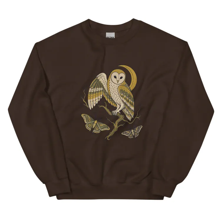 The The Night Watch Crewneck in Dark Chocolate.