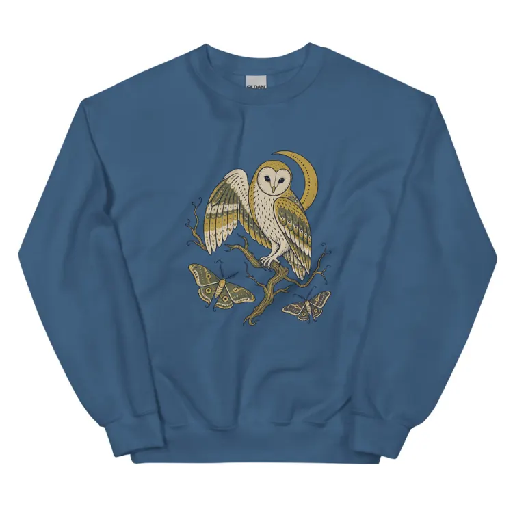 The The Night Watch Crewneck in Indigo Blue.