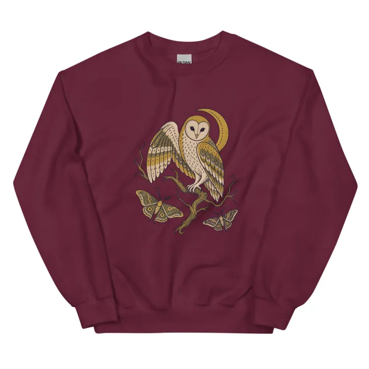 The The Night Watch Crewneck in Maroon.