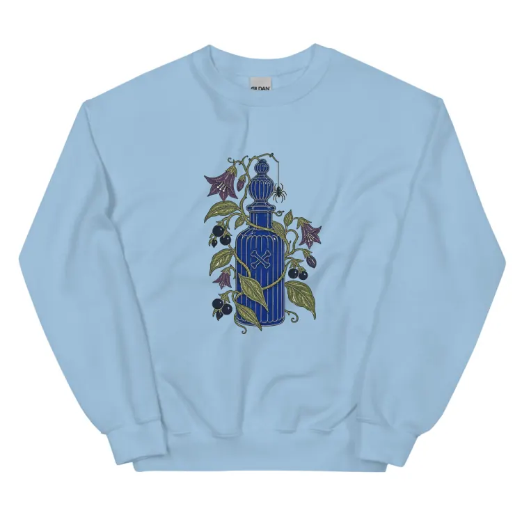The Handle With Care Crewneck in Light Blue.