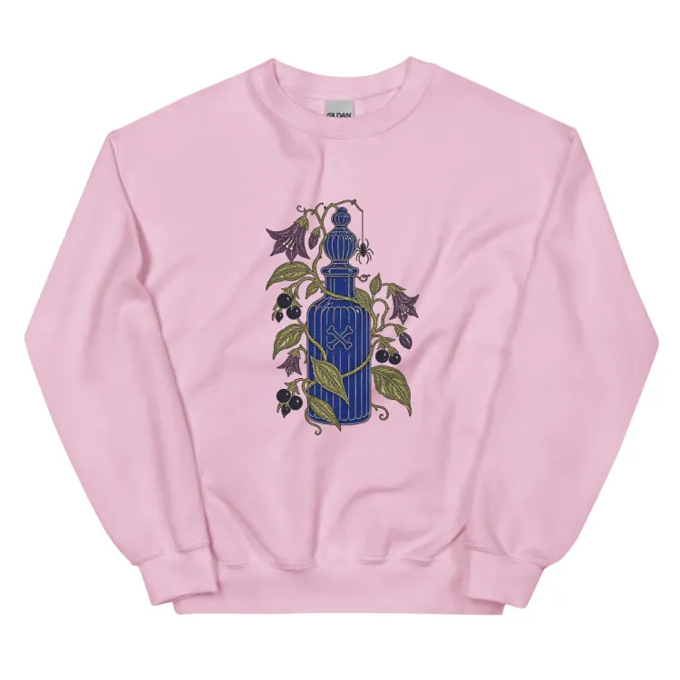 The Handle With Care Crewneck in Light Pink.
