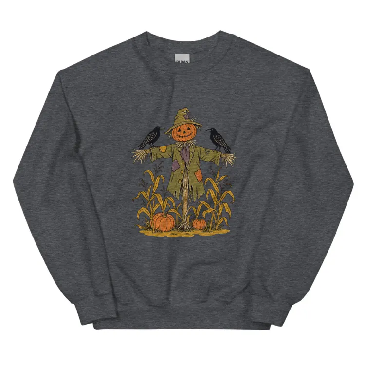 The The Scarecrow Crewneck in Dark Heather.