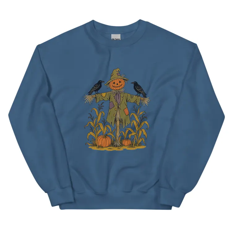 The The Scarecrow Crewneck in Indigo Blue.