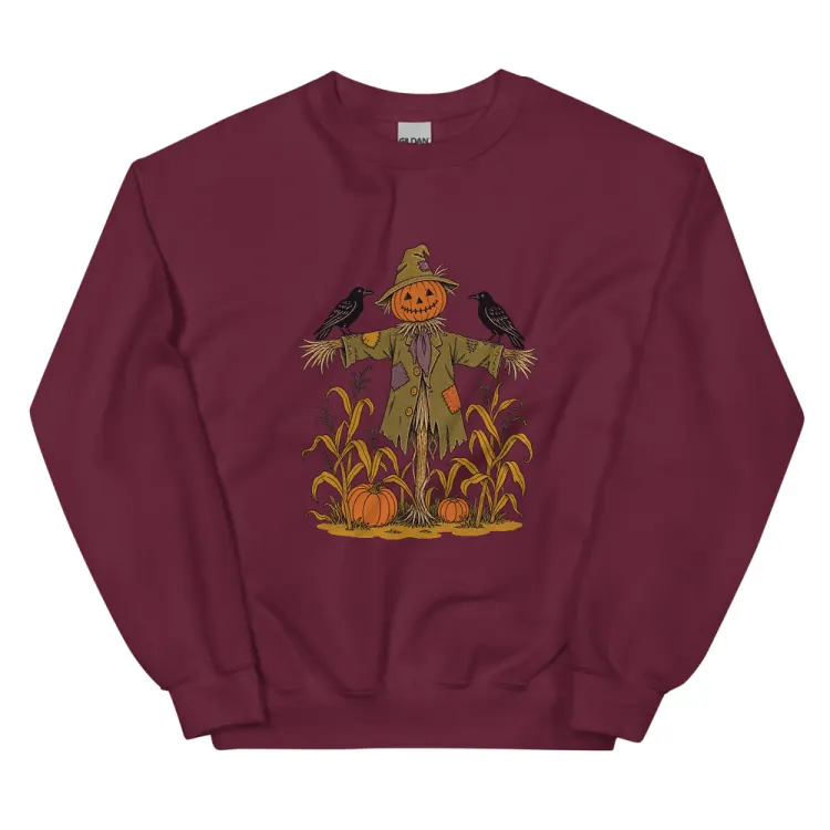The The Scarecrow Crewneck in Maroon.