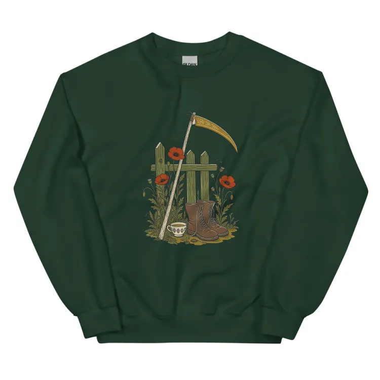 The The Reaper's Day Off Crewneck in Forest Green.