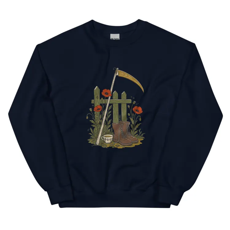 The The Reaper's Day Off Crewneck in Navy.