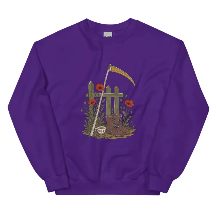The The Reaper's Day Off Crewneck in Purple.