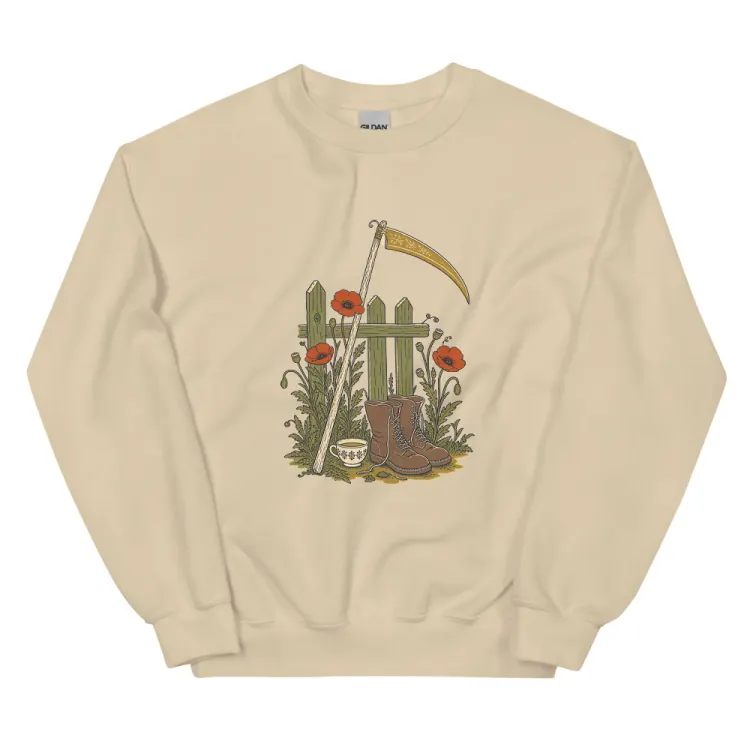 The The Reaper's Day Off Crewneck in Sand.