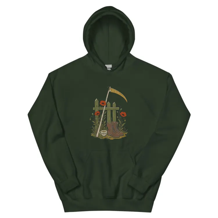 The The Reaper's Day Off Hoodie in Forest Green.