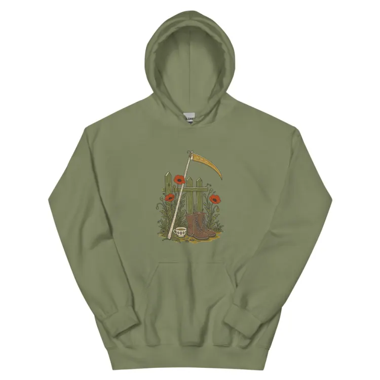 The The Reaper's Day Off Hoodie in Military Green.