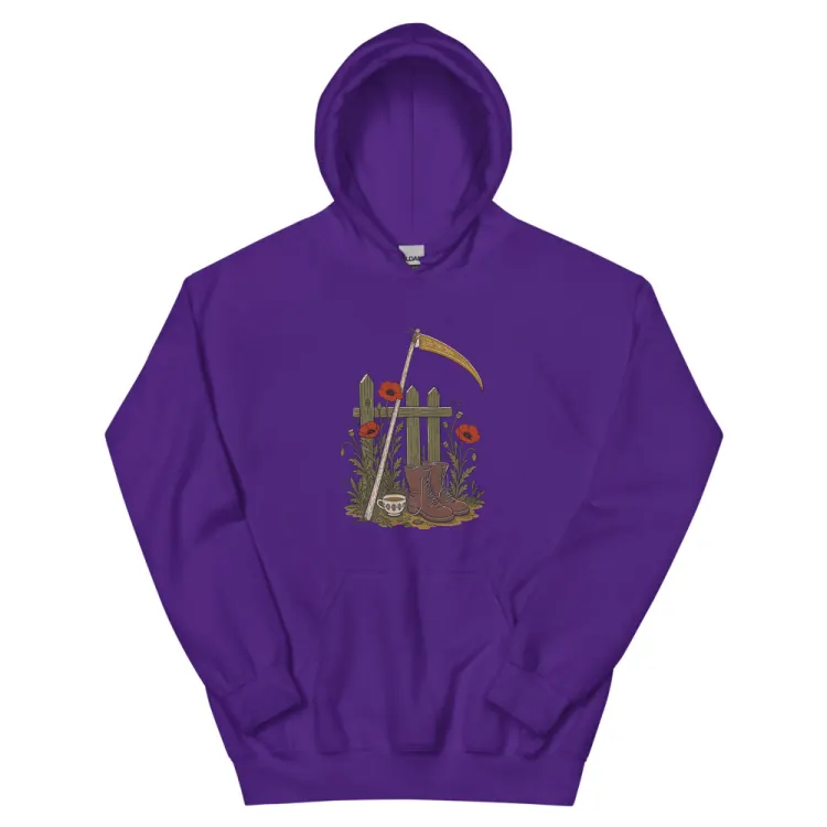 The The Reaper's Day Off Hoodie in Purple.