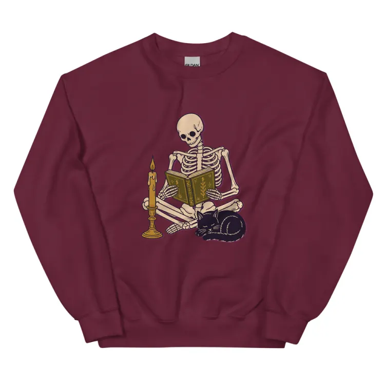 The Bones, Assorted Crewneck in Maroon.