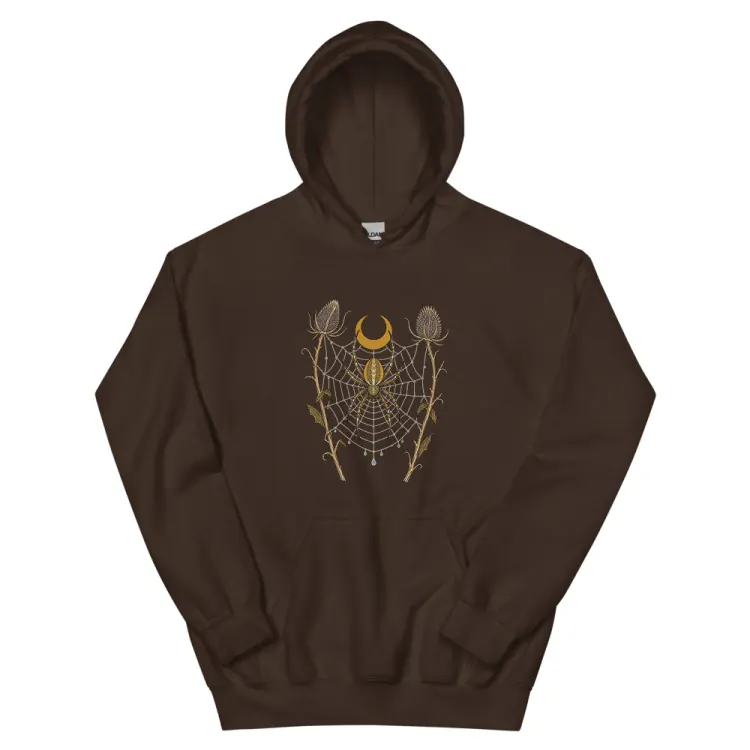 The Orb Weaver Hoodie in Dark Chocolate.