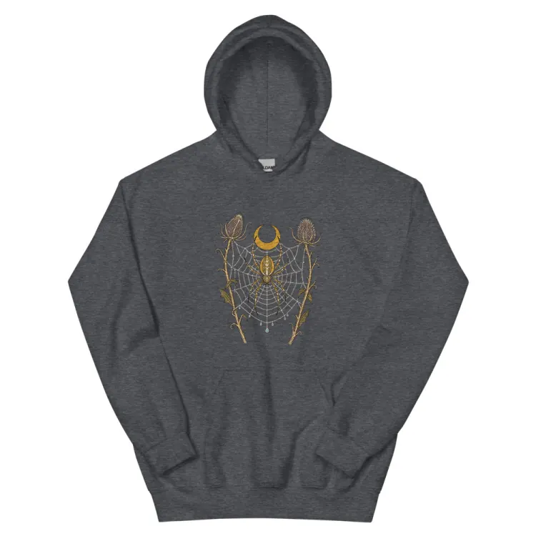 The Orb Weaver Hoodie in Dark Heather.