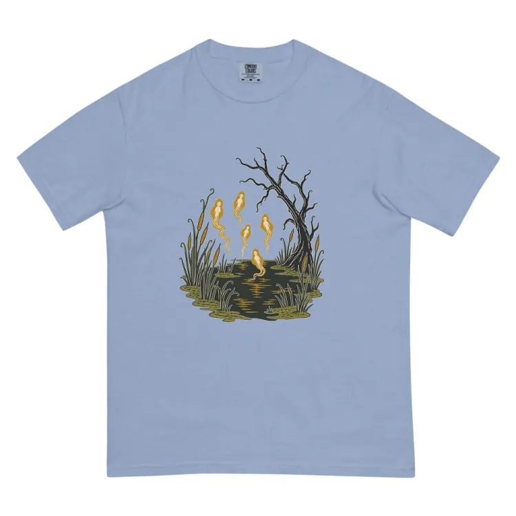 The Will-o'-the-Wisps Tee in Washed Denim.