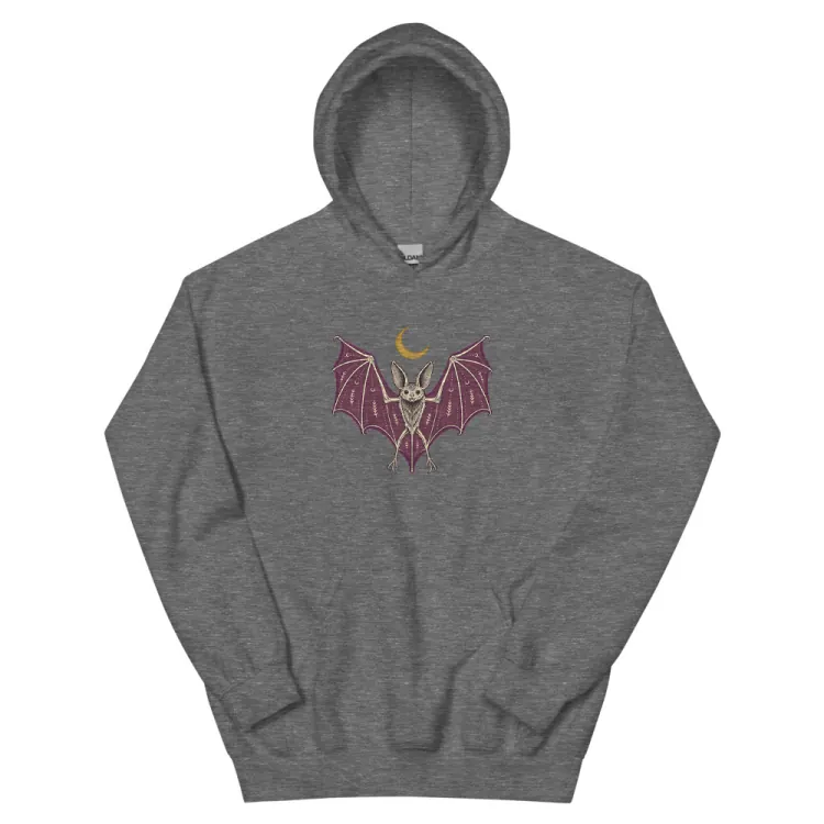 The A Field Guide to Bats Hoodie in Graphite Heather.