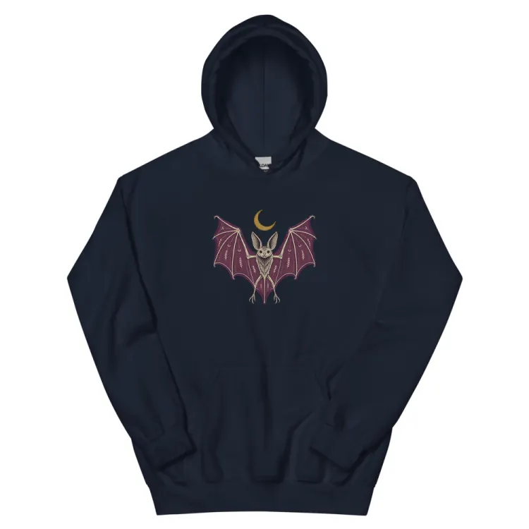 The A Field Guide to Bats Hoodie in Navy.
