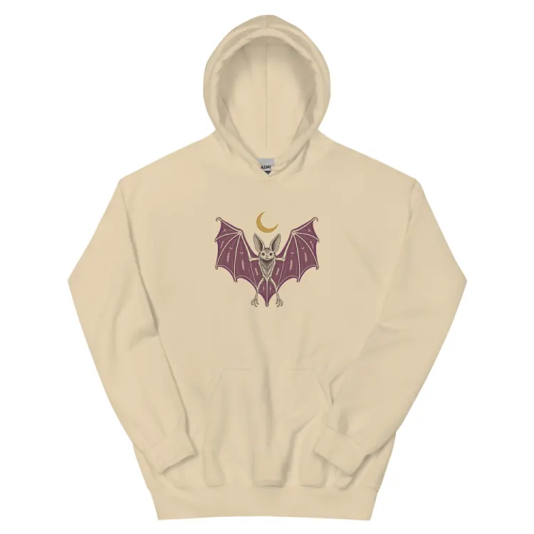 The A Field Guide to Bats Hoodie in Sand.