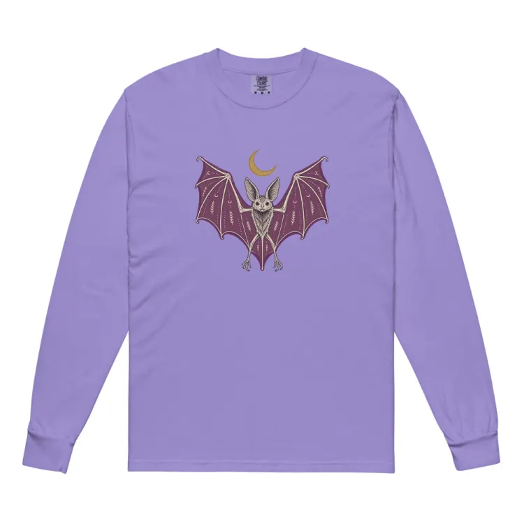 The A Field Guide to Bats Long Sleeve in Violet.