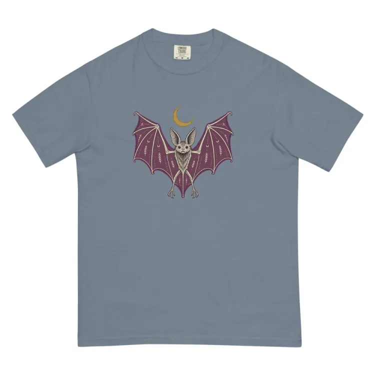 The A Field Guide to Bats Tee in Blue Jean.