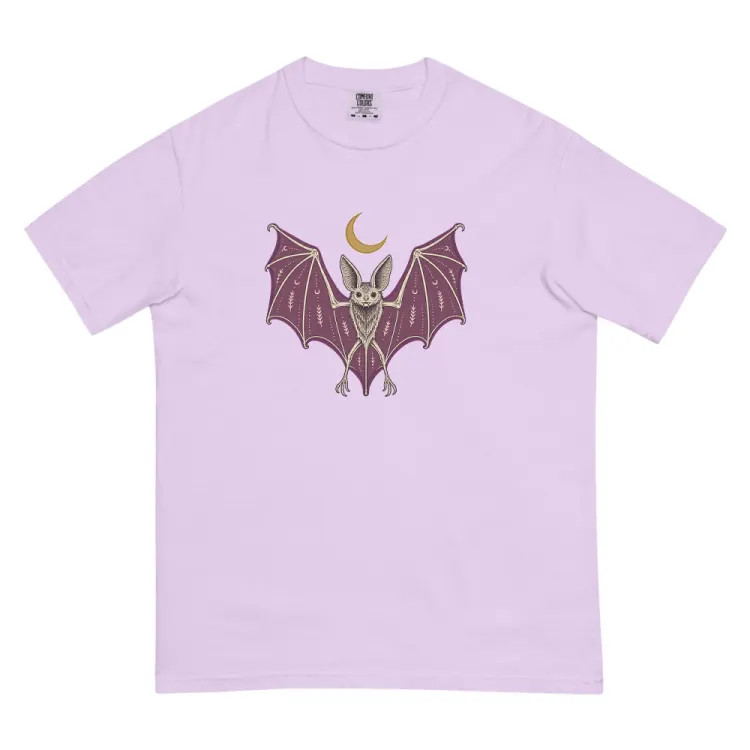 The A Field Guide to Bats Tee in Orchid.