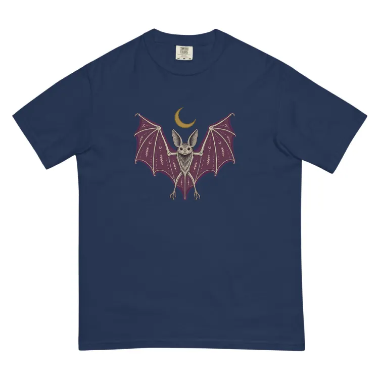 The A Field Guide to Bats Tee in True Navy.