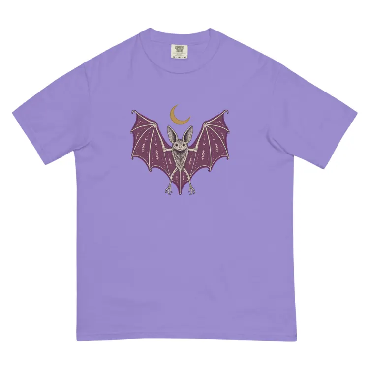 The A Field Guide to Bats Tee in Violet.
