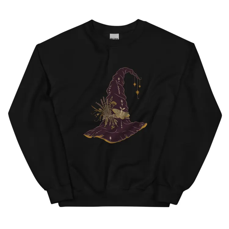 The Hat, Pointed, Witch's Crewneck in Black.