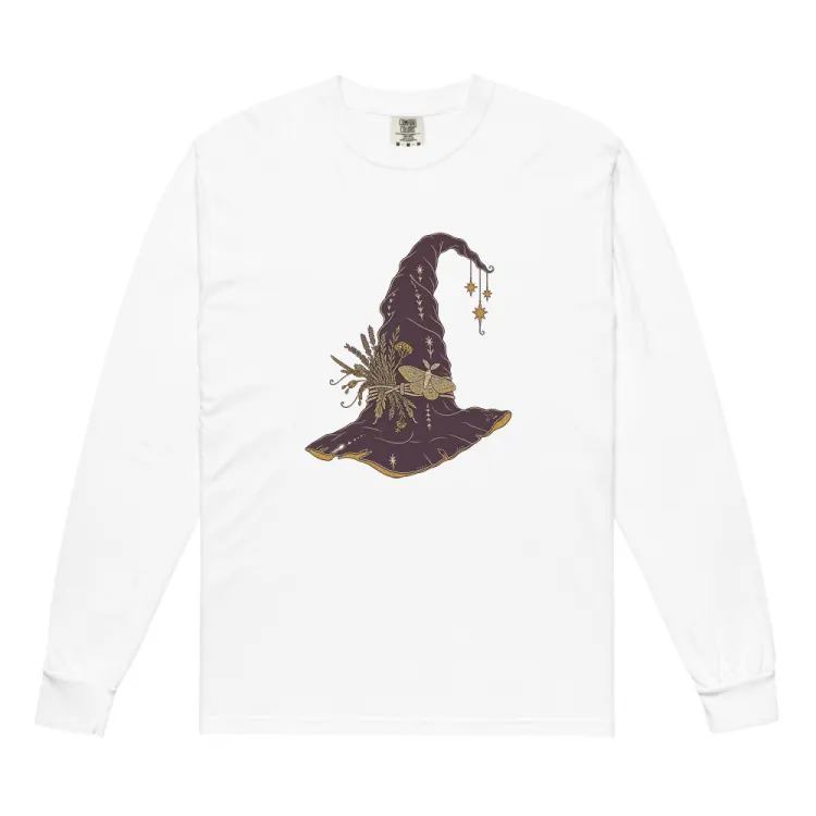 The Hat, Pointed, Witch's Long Sleeve in White.