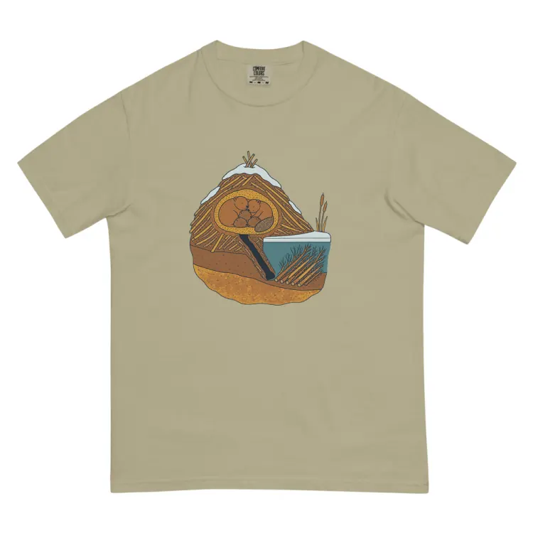 The Beaver in Winter Tee in Khaki.