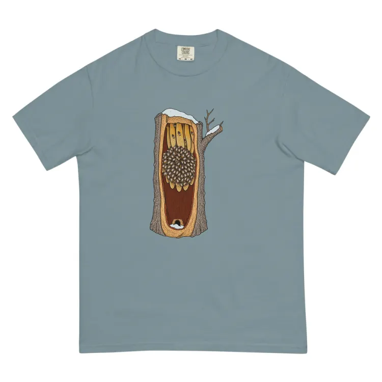 The Honeybees in Winter Tee in Ice Blue.
