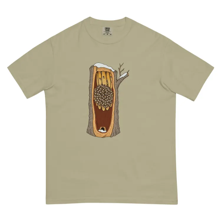 The Honeybees in Winter Tee in Khaki.